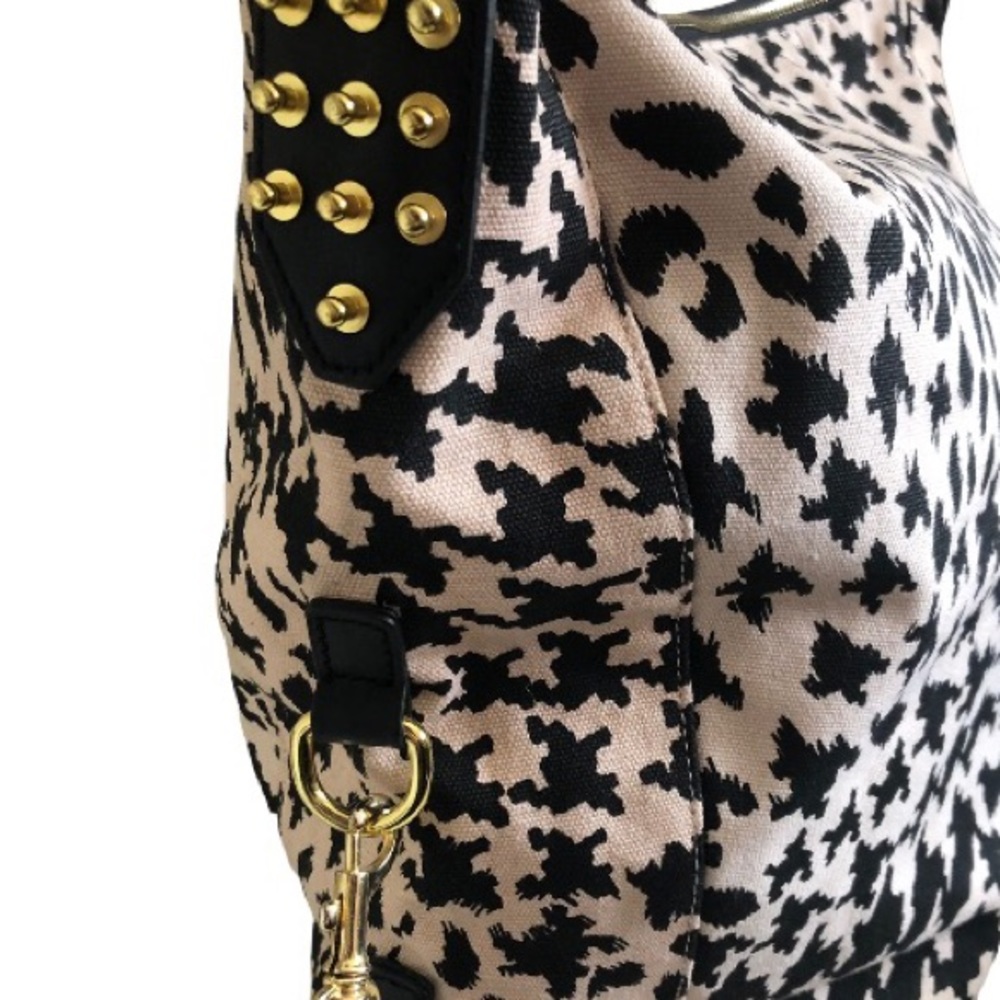 Alexander McQueen Leather Canvas Houndstooth Large Tote Crossbody - Picture 3 of 14